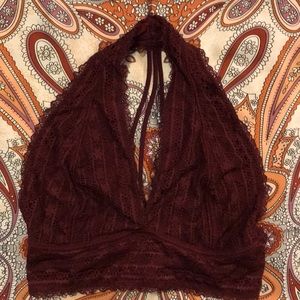 Maroon/Burgundy Lace Halter Bralette